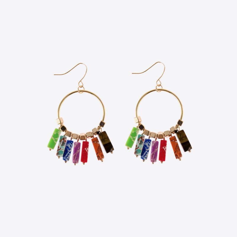 Multicolored Stone Dangle Earrings - Coolpeacock