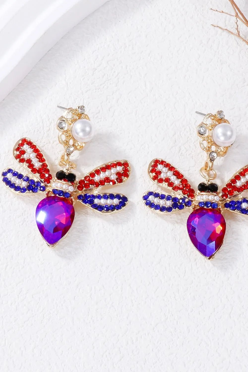 Natural Stone Bee Dangle Earrings - Coolpeacock