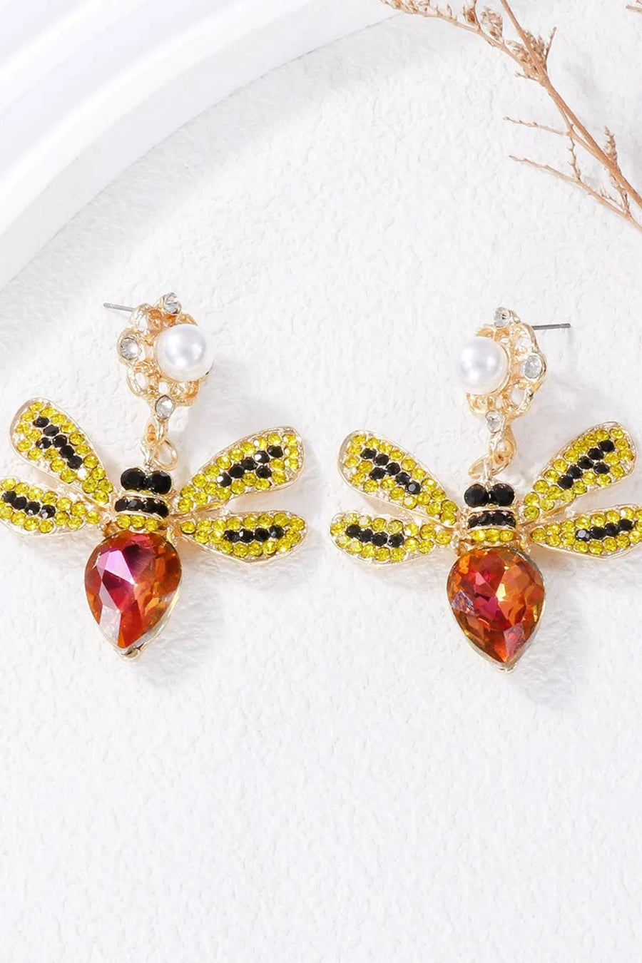 Natural Stone Bee Dangle Earrings - Coolpeacock