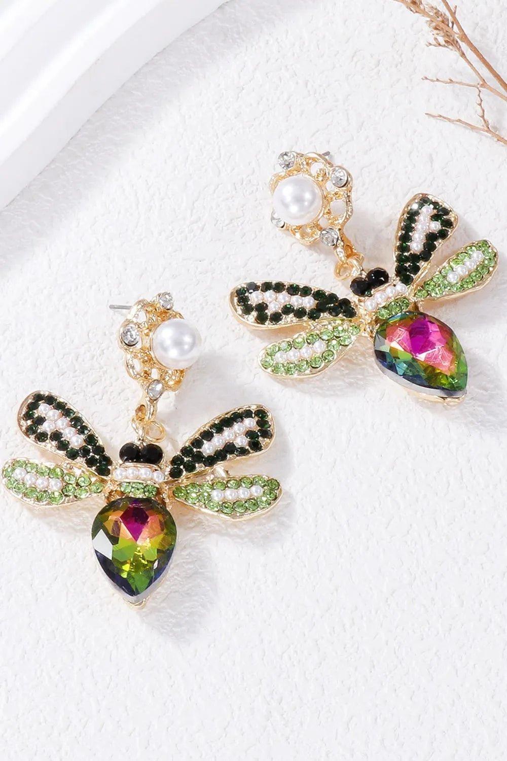 Natural Stone Bee Dangle Earrings - Coolpeacock