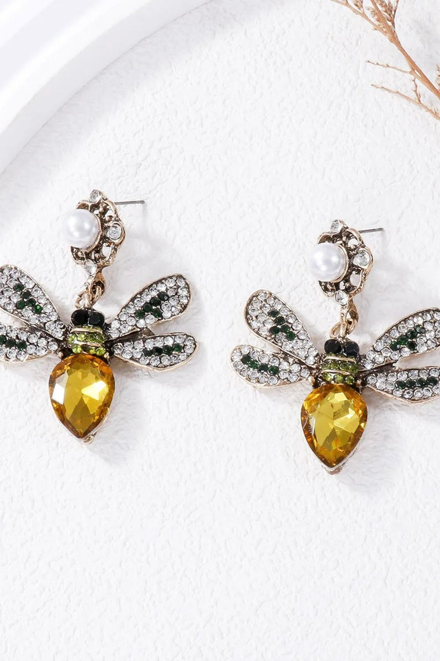 Natural Stone Bee Dangle Earrings - Coolpeacock