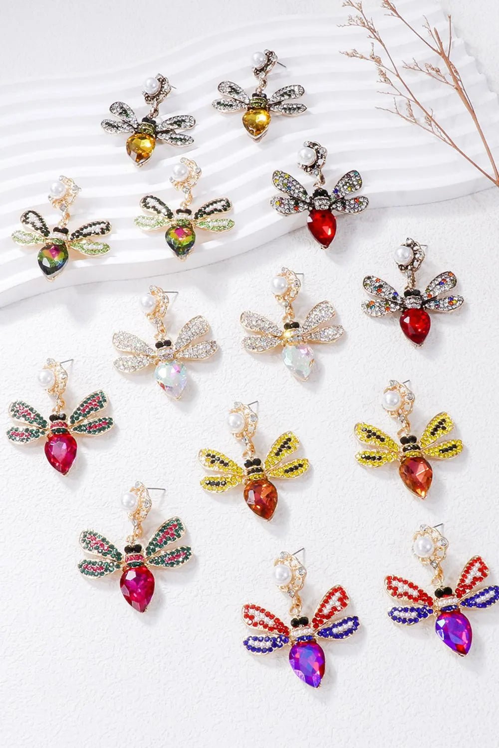 Natural Stone Bee Dangle Earrings - Coolpeacock