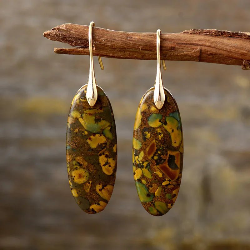 Natural Stone Copper Dangle Earrings - Coolpeacock