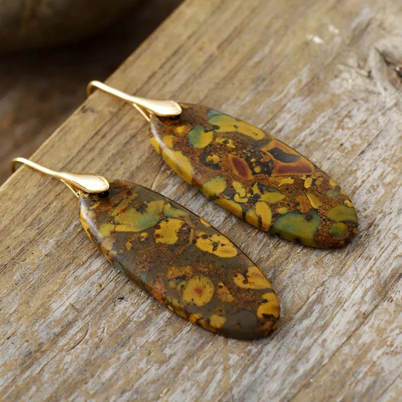 Natural Stone Copper Dangle Earrings - Coolpeacock