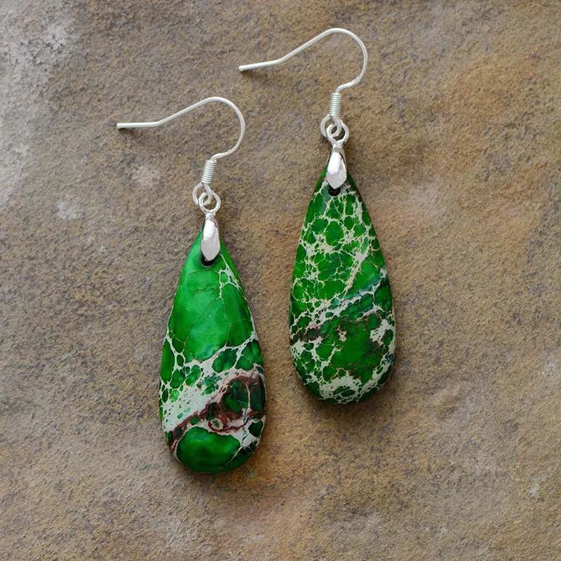 Natural Stone Copper Teardrop Earrings - Coolpeacock