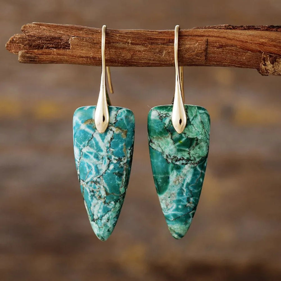 Natural Stone Geometric Shape Earrings - Coolpeacock