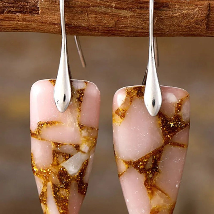 Natural Stone Geometric Shape Earrings - Coolpeacock