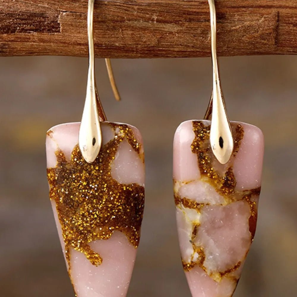 Natural Stone Geometric Shape Earrings - Coolpeacock