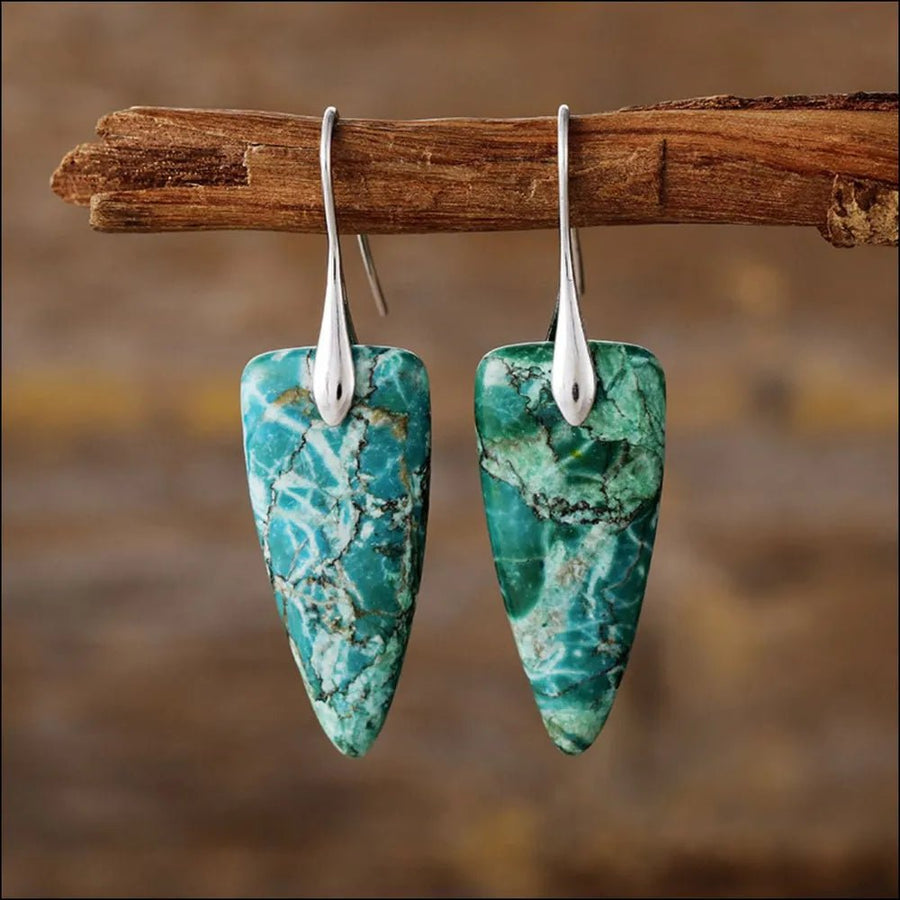 Natural Stone Geometric Shape Earrings - Coolpeacock