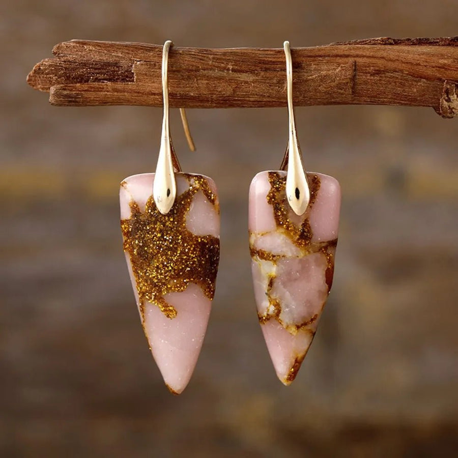 Natural Stone Geometric Shape Earrings - Coolpeacock