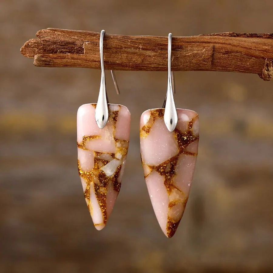 Natural Stone Geometric Shape Earrings - Coolpeacock
