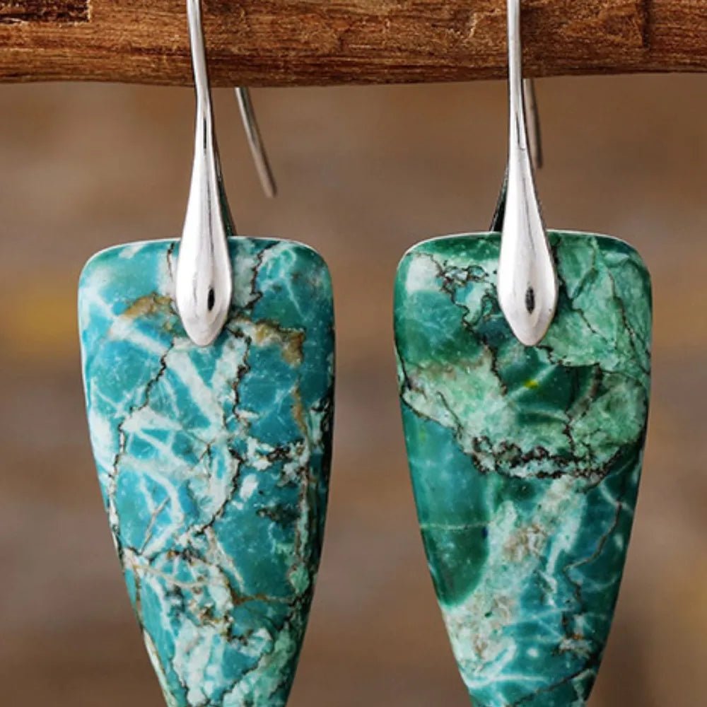 Natural Stone Geometric Shape Earrings - Coolpeacock