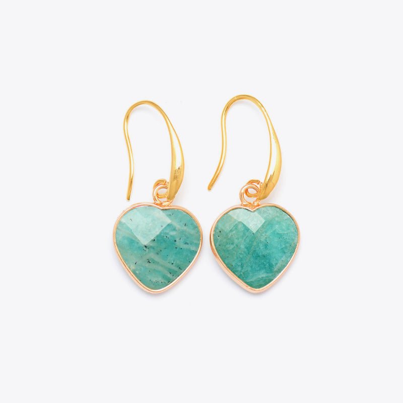 Natural Stone Heart Drop Earrings - Coolpeacock