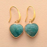 Natural Stone Heart Drop Earrings - Coolpeacock
