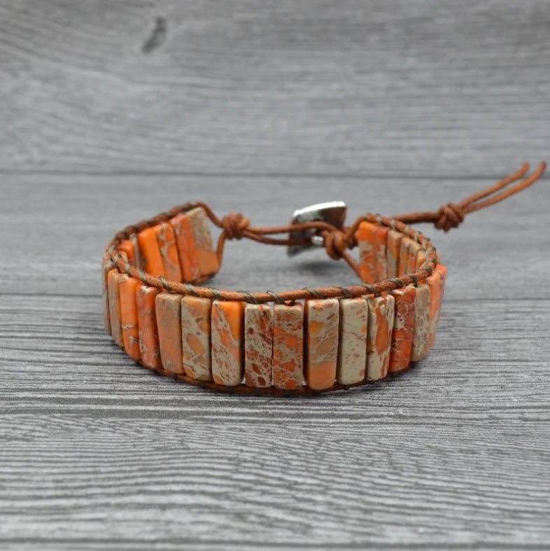 Natural Stone Leather Charm Bracelet - Coolpeacock