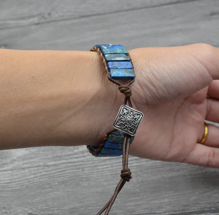 Natural Stone Leather Charm Bracelet - Coolpeacock
