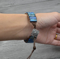 Natural Stone Leather Charm Bracelet - Coolpeacock