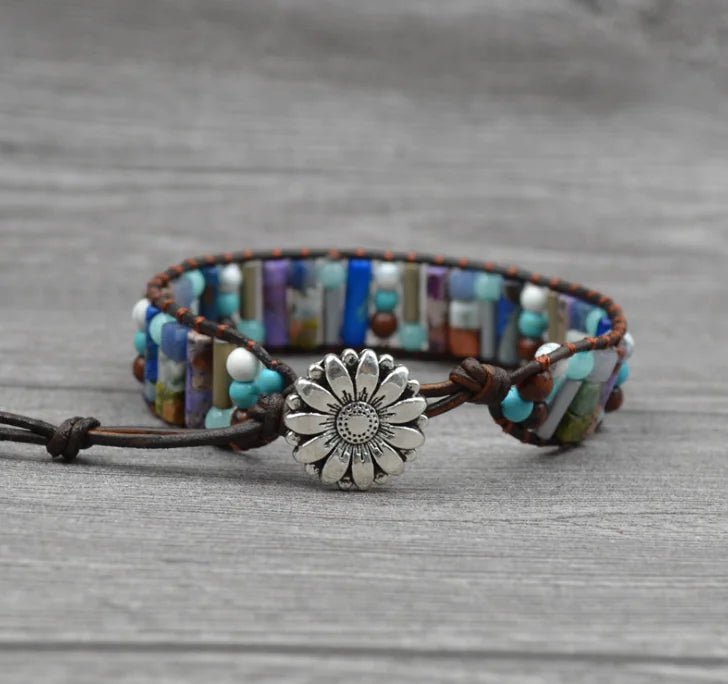 Natural Stone Leather Charm Bracelet - Coolpeacock