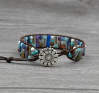 Natural Stone Leather Charm Bracelet - Coolpeacock