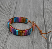 Natural Stone Leather Charm Bracelet - Coolpeacock