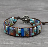 Natural Stone Leather Charm Bracelet - Coolpeacock