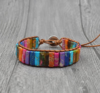 Natural Stone Leather Charm Bracelet - Coolpeacock