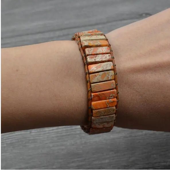 Natural Stone Leather Charm Bracelet - Coolpeacock