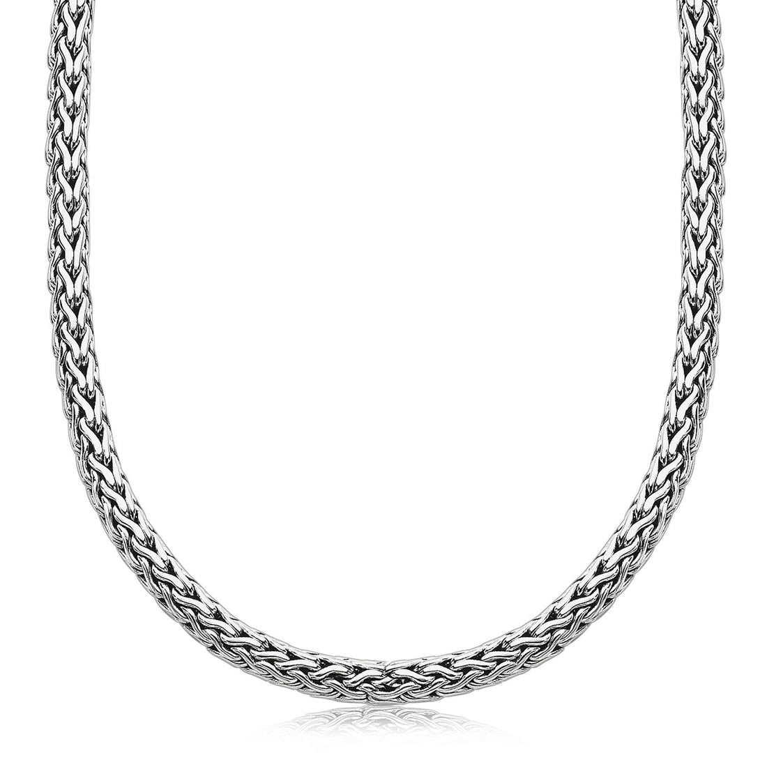 Oxidized Sterling Silver Wheat Style Chain Men's Necklace - Coolpeacock