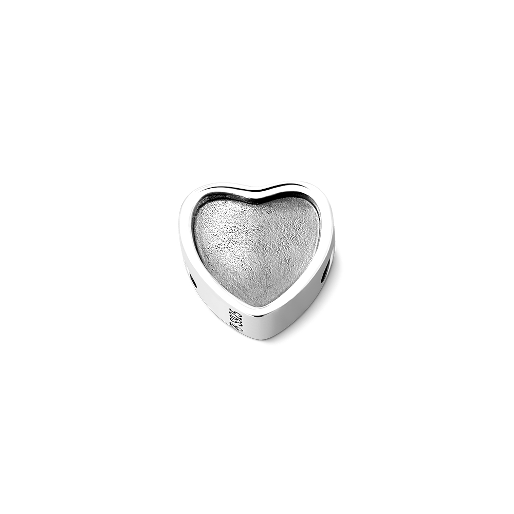 Paw Print Custom Heart Photo Charm Bead Pendant Silver - Coolpeacock