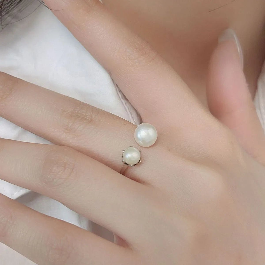 Pearl 925 Sterling Silver Open Ring - Coolpeacock