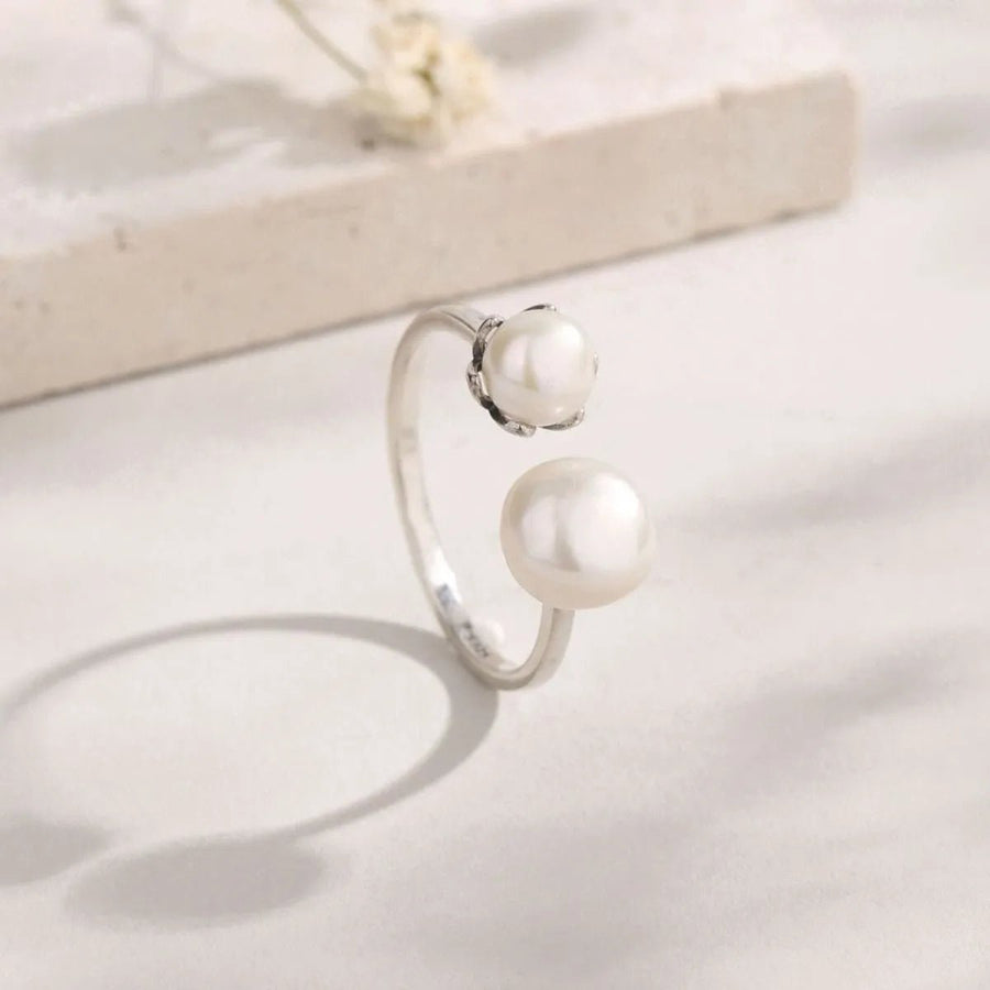 Pearl 925 Sterling Silver Open Ring - Coolpeacock