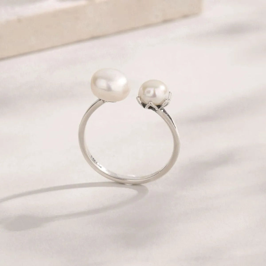 Pearl 925 Sterling Silver Open Ring - Coolpeacock