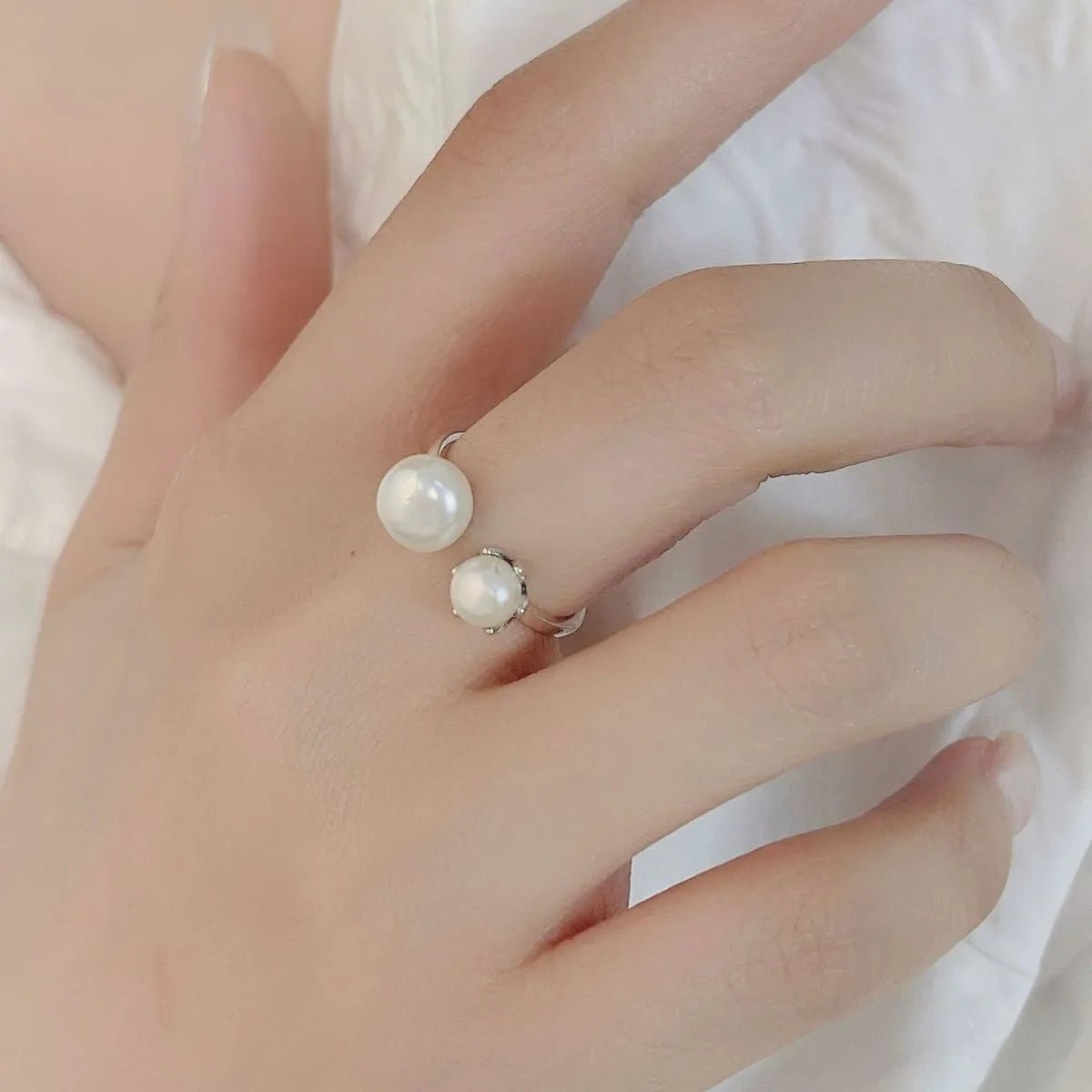 Pearl 925 Sterling Silver Open Ring - Coolpeacock