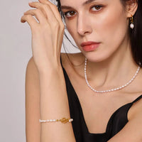 Pearl Necklace, Bracelet and Earrings 4 - Piece Jewelry Set - Coolpeacock