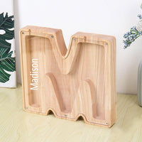 Personalized 26 Letters Piggy Bank Custom Name Wooden Money Box - Coolpeacock