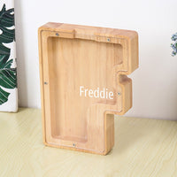 Personalized 26 Letters Piggy Bank Custom Name Wooden Money Box - Coolpeacock