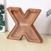 Personalized 26 Letters Piggy Bank Custom Name Wooden Money Box - Coolpeacock