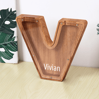 Personalized 26 Letters Piggy Bank Custom Name Wooden Money Box - Coolpeacock