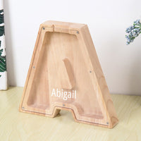 Personalized 26 Letters Piggy Bank Custom Name Wooden Money Box - Coolpeacock