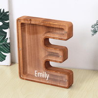 Personalized 26 Letters Piggy Bank Custom Name Wooden Money Box - Coolpeacock