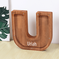 Personalized 26 Letters Piggy Bank Custom Name Wooden Money Box - Coolpeacock