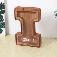 Personalized 26 Letters Piggy Bank Custom Name Wooden Money Box - Coolpeacock