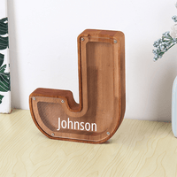 Personalized 26 Letters Piggy Bank Custom Name Wooden Money Box - Coolpeacock