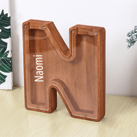 Personalized 26 Letters Piggy Bank Custom Name Wooden Money Box - Coolpeacock