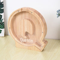 Personalized 26 Letters Piggy Bank Custom Name Wooden Money Box - Coolpeacock
