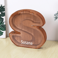 Personalized 26 Letters Piggy Bank Custom Name Wooden Money Box - Coolpeacock