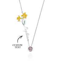 Personalized Birth Flower & Star Sign Name Necklace - Ideal Wedding Gift Birthday Gift - Coolpeacock