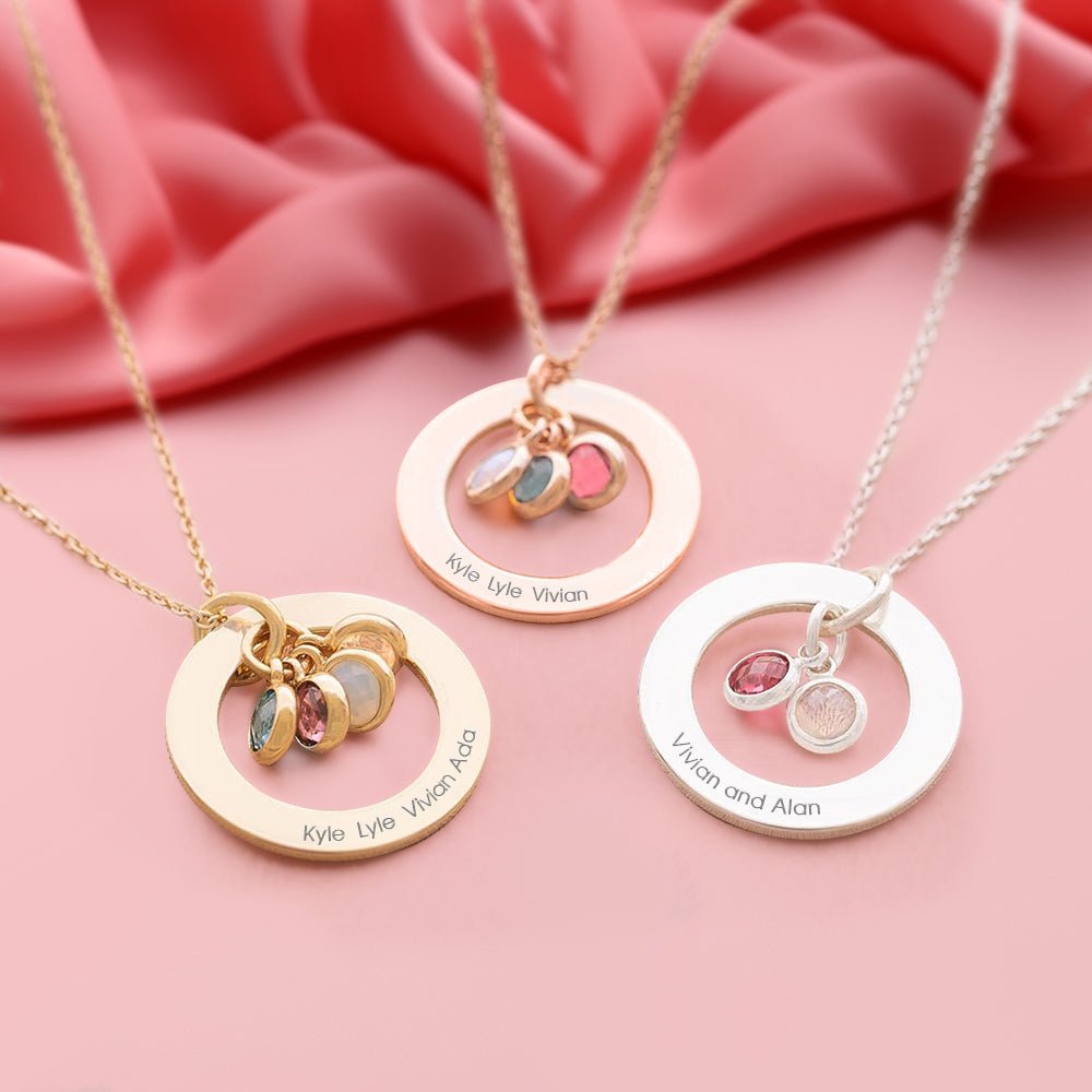Personalized Birthstone Necklace Custom Necklace Gift for Her - Coolpeacock