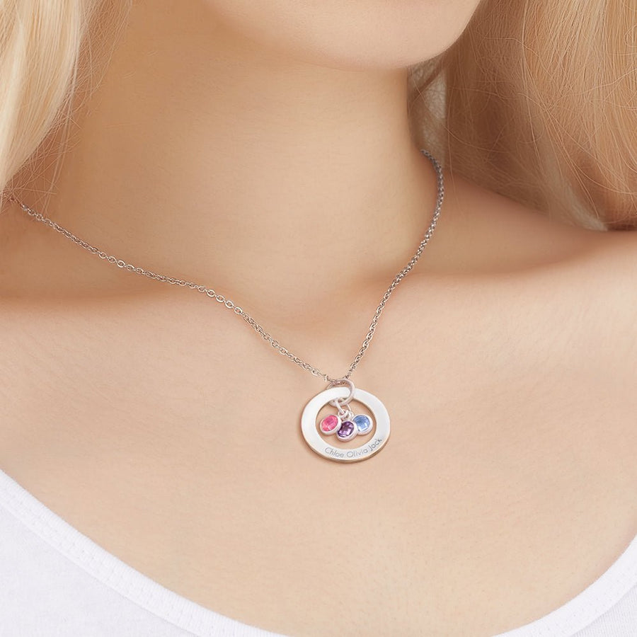 Personalized Birthstone Necklace Custom Necklace Gift for Her - Coolpeacock