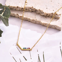 Personalized Birthstone Necklace V Shaped Necklace Anniversary Birthday Gift for Her - Coolpeacock